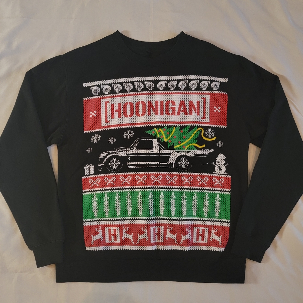 Hoonigan Christmas Holiday Sweater Small Ford Hoonitruck Gymkhana Ken Block Ugly